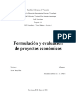 Formulación y Evaluación de Proyectos Económicos