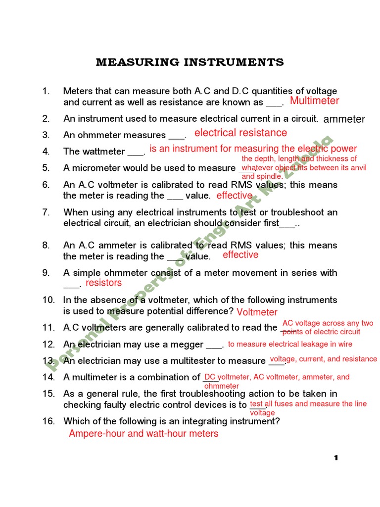Measuring Electrical Resistance Instruments | PDF | Voltage | Electric ...