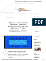Edición 12.2 - Carl Friedrich Gauss - Del Carnaval de Matemáticas (Del 23 de Abril Al 2 de Mayo de 2021) - Gaussianos