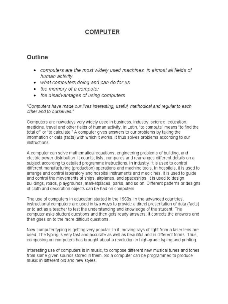 Essay On Computer | PDF | Internet | Information