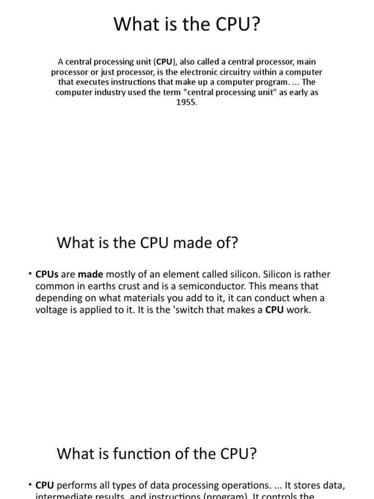 What Is The CPU? PDF Central Processing Unit Electronic Engineering
