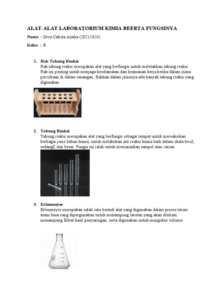 Alat Laboratorium Kimia dan Fungsinya | PDF | Griya & Taman | Kesehatan ...