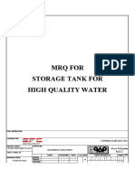 MRQ For Storage Tank For High Quality Water: Water Treatment Plant Engineering Department
