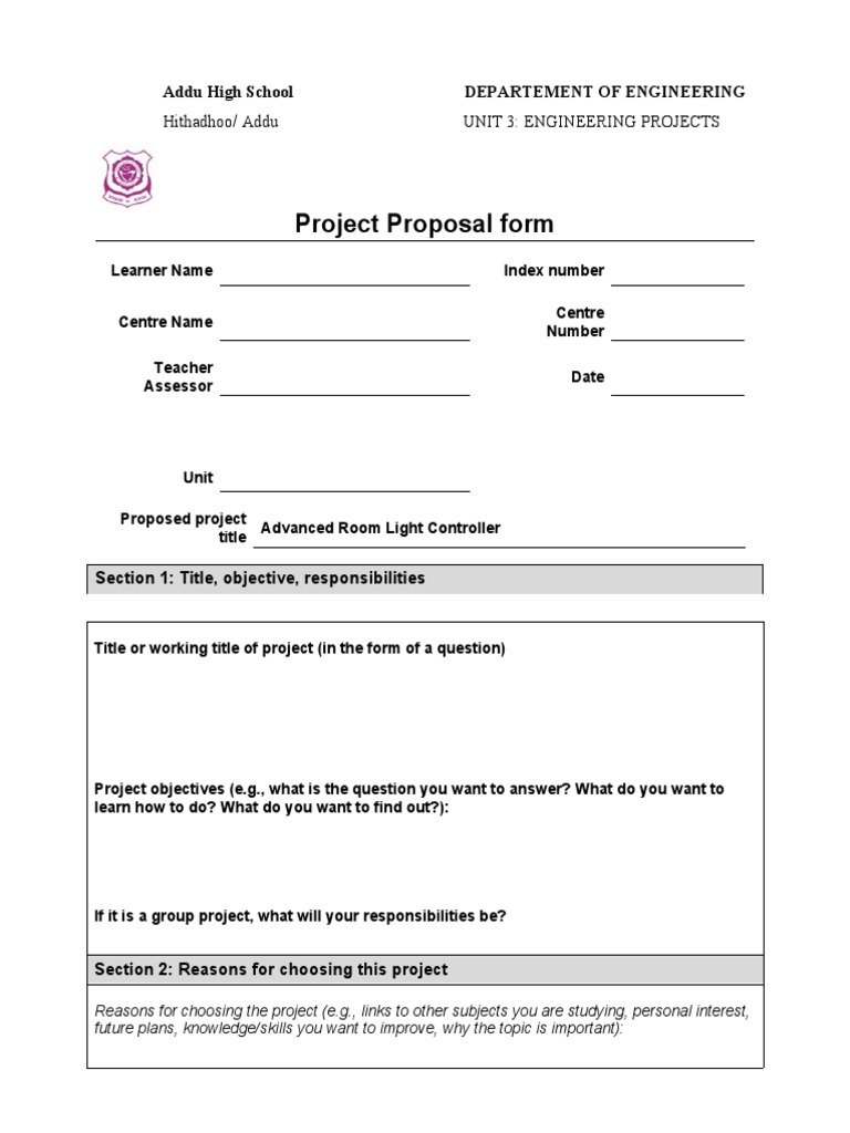 Project Proposal Form-Advanced Light Control | PDF | Career & Growth | Art