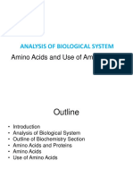 Analysis of Biological System: Amino Acids and Use of Amino Acids