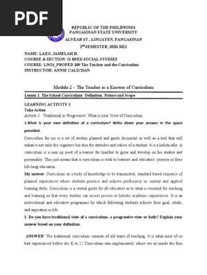 teacher and the curriculum