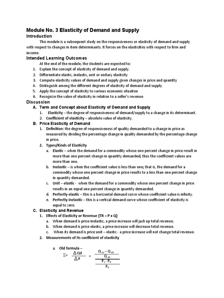 Module 3 Micro Economics | PDF | Price Elasticity Of Demand | Demand