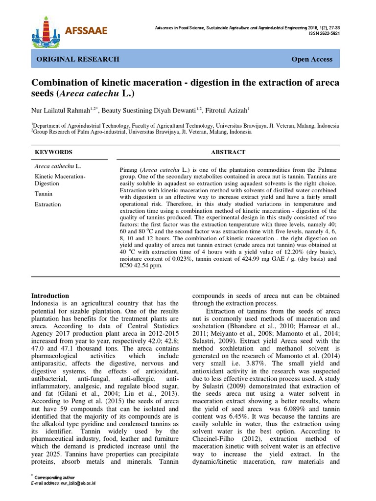 Combination of Maceration Digestion in The Extraction of