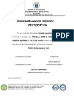 Certification: Division Quality Assurance Team (DQAT)
