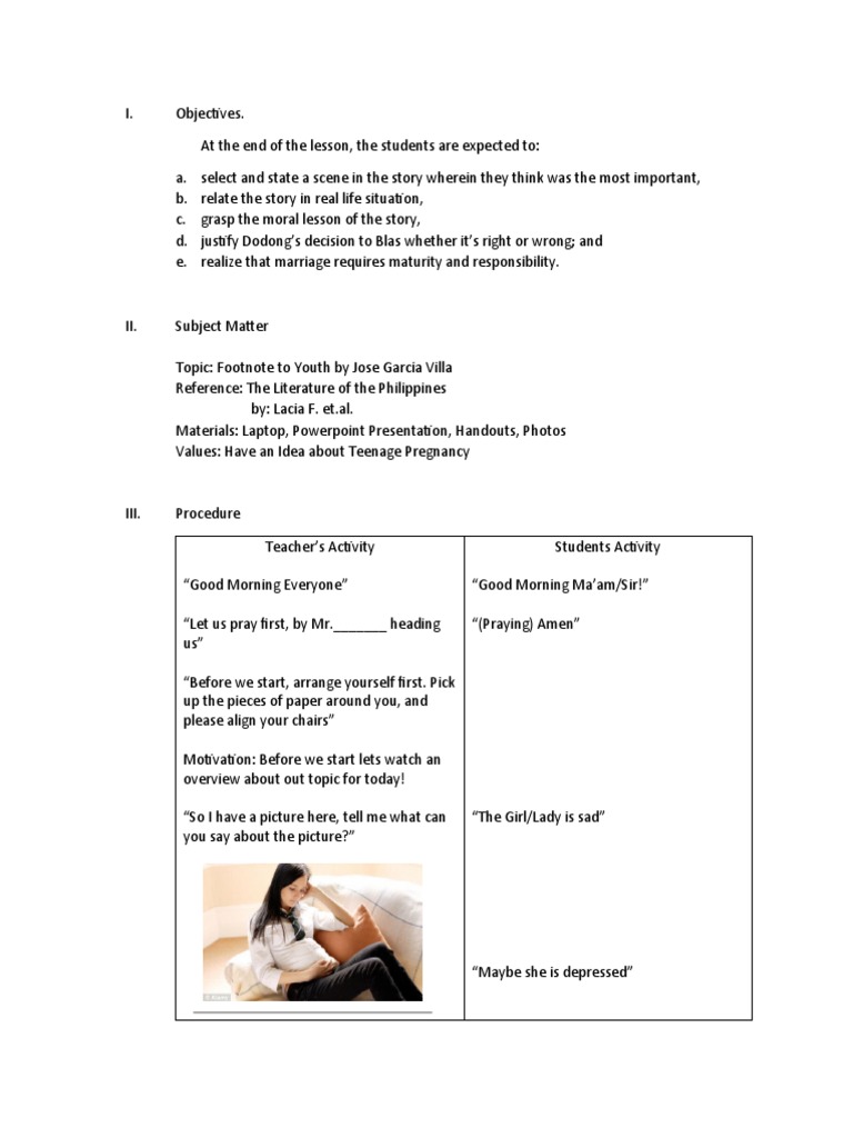 Lesson Plan Footnote To Youth PDF