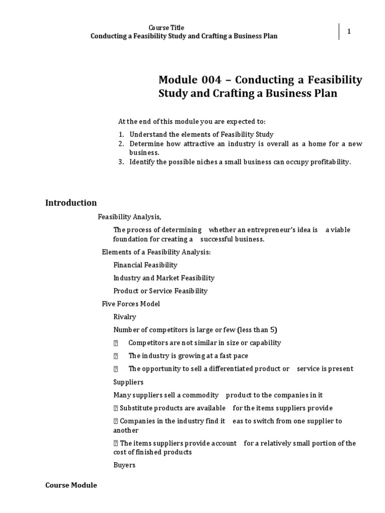 Module 004 Conducting A Feasibility Study and CR | PDF | Feasibility ...