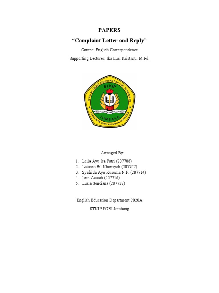 Complaint Letters: Structure & Examples | PDF | Career & Growth ...