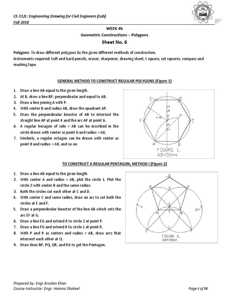 Geometric Constructions of Regular Polygons Methods for Drawing