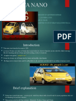 Tata Nano: Prepared by Arunesh Pathak (20SOMBA21033) and K Cesse Submitted To Prof Bhavyarajsinh Jhala