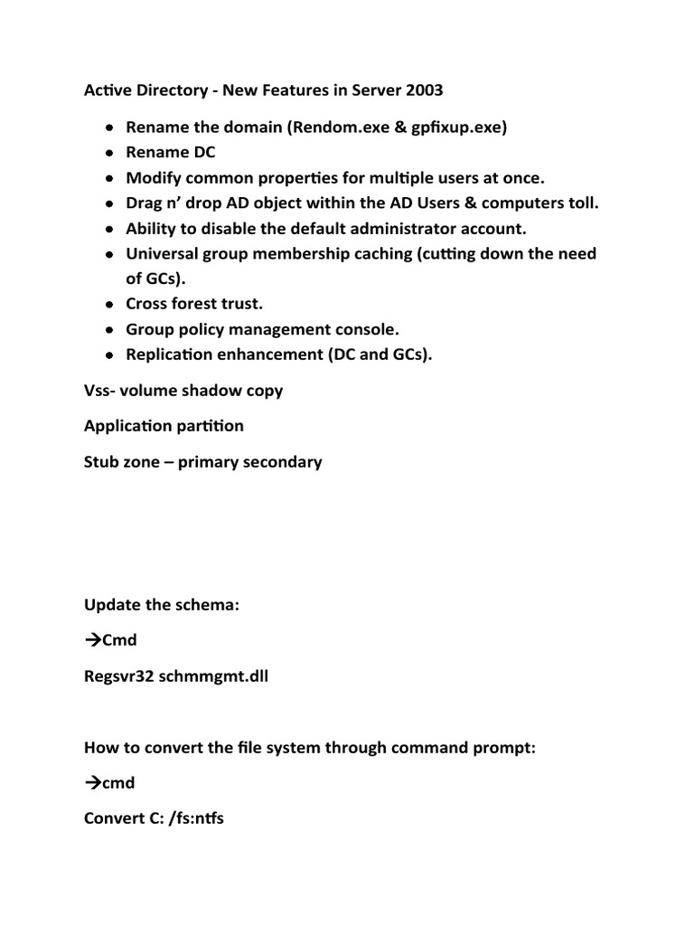 Active Directory Features in Server 2003 | PDF | Teaching Methods ...