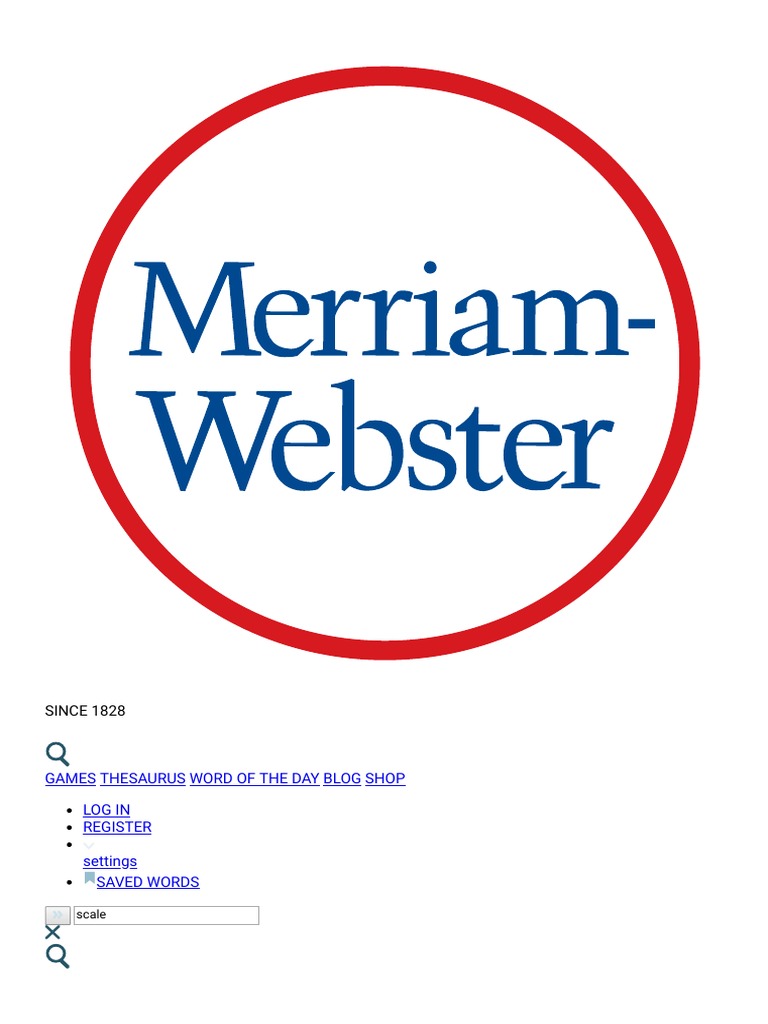 Scale Definition of Scale by Merriamster PDF Verb Adjective