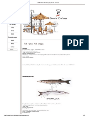 Fish Names With Images - Bava's Kitchen, PDF, Aquatic Animals