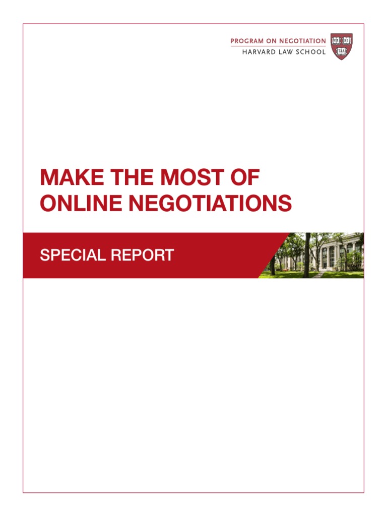 Online Negotiation Special Report | PDF | Videotelephony | Mediation
