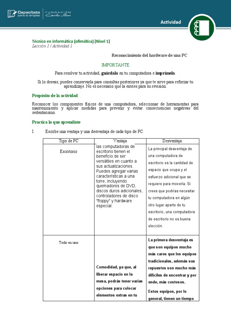 Reconocimiento de Hardware en PC | PDF | Hardware de la computadora ...