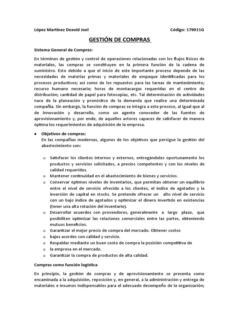 Gestión de Compras y Proveedores | PDF | Obtención | Calidad (comercial)