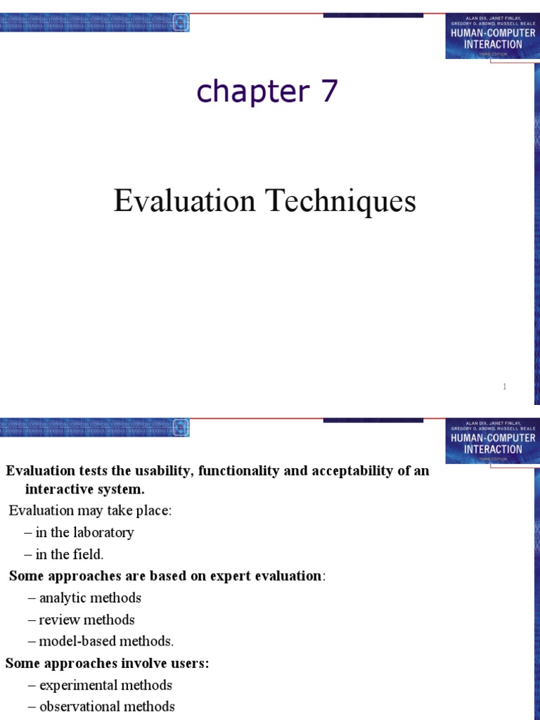 Evaluation Techniques for Interactive Systems | PDF | Usability ...