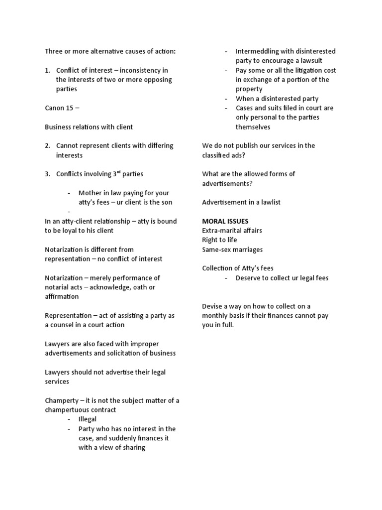 Three or more alternative causes of action