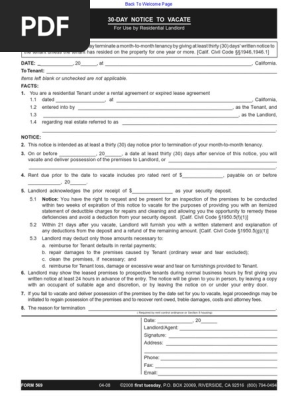 30-day notice to vacate