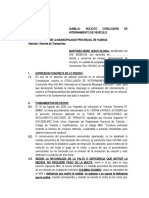 Solicito Cancelacion D Einternamiento de Vehiculo