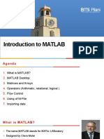 Introduction to MATLAB: Agenda, What is MATLAB?, MATLAB Desktop, Matrices and Arrays