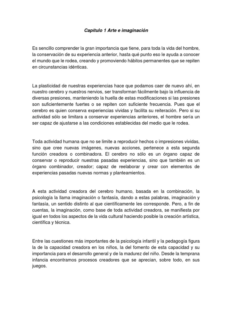 La Imaginación y El Arte en La Infancia | PDF | Las emociones | Sicología