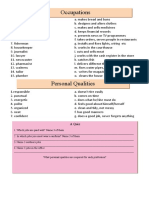 Occupations Matching Acitivity