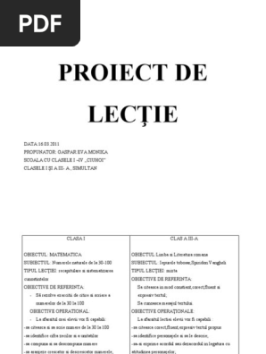 Proiect Didactic Clase Simultane