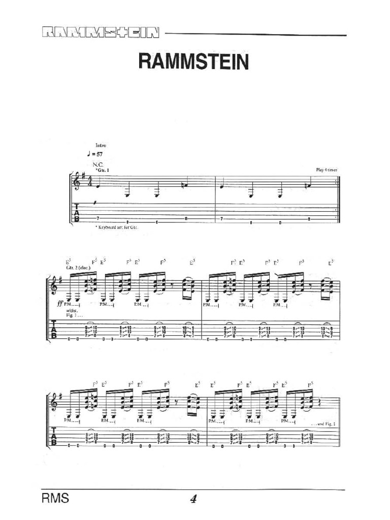 Rammstein - Liederbuch (Guitar Tabs) | PDF