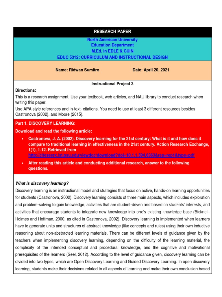 Instructional Project 3 - Educ 5312-Research Paper-Ridwan Sumitro | PDF ...