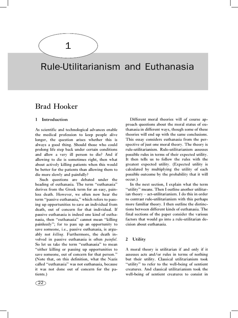 Euthanasia in Utilitarian Ethics | PDF | Utilitarianism | Philosophical ...