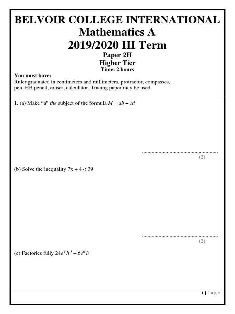 Grade 9 Paper Maths PDF Geometry Space