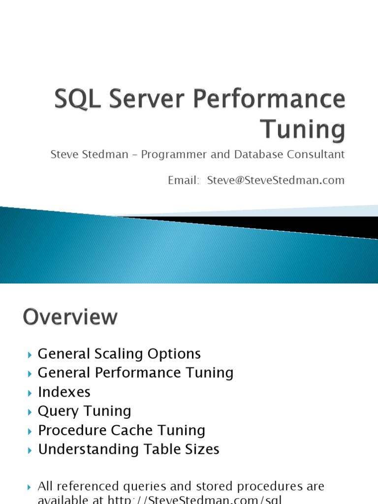 SQL Server Performance Tuning | PDF | Database Index | Microsoft Sql Server