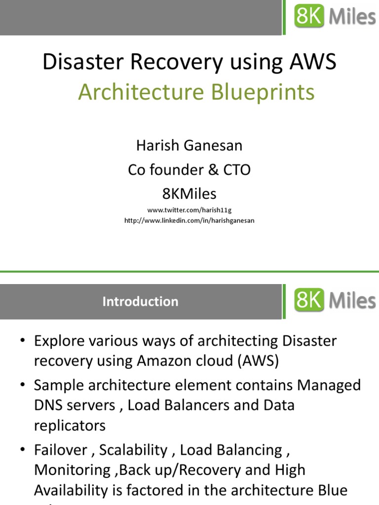 Disaster Recovery using Amazon Web Services (AWS) Load