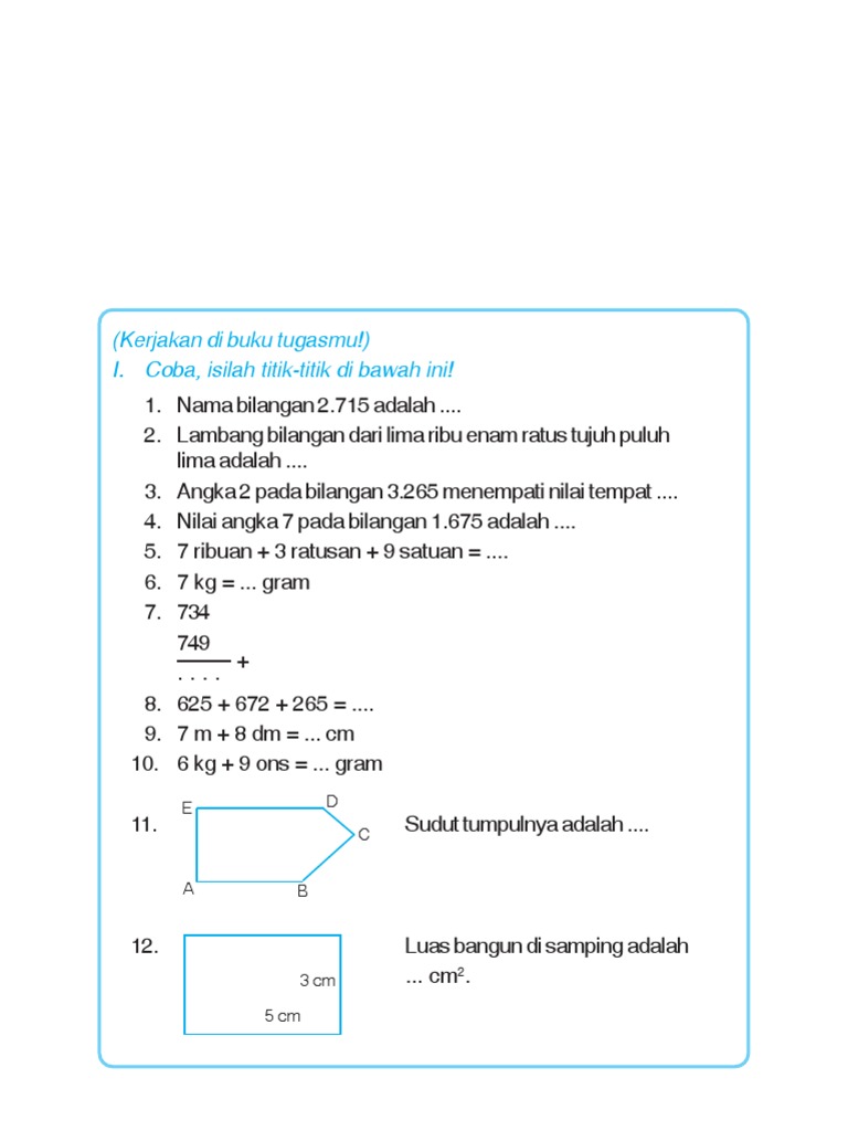 Soal Semester 2 Math 3 SD | PDF | Metode & Bahan Ajar