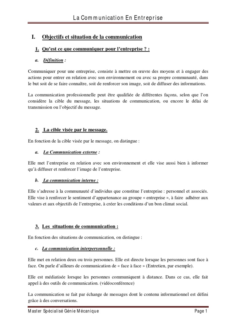 La Communication en Entreprise | PDF