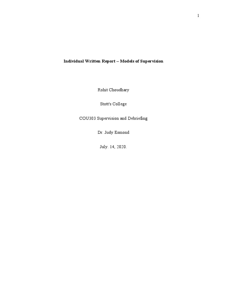 Models of Supervision | Download Free PDF | Cognitive Behavioral ...