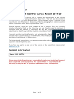 HILTON Paul External Examiner Annual Report 2019-20