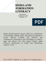Media and Information Literacy: Reported By: Jerome M. Lucila Btled - Ii
