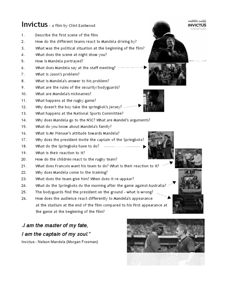 Invictus Movie Worksheet PDF