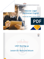 Legal Technician English Course Work and Leisure Lesson