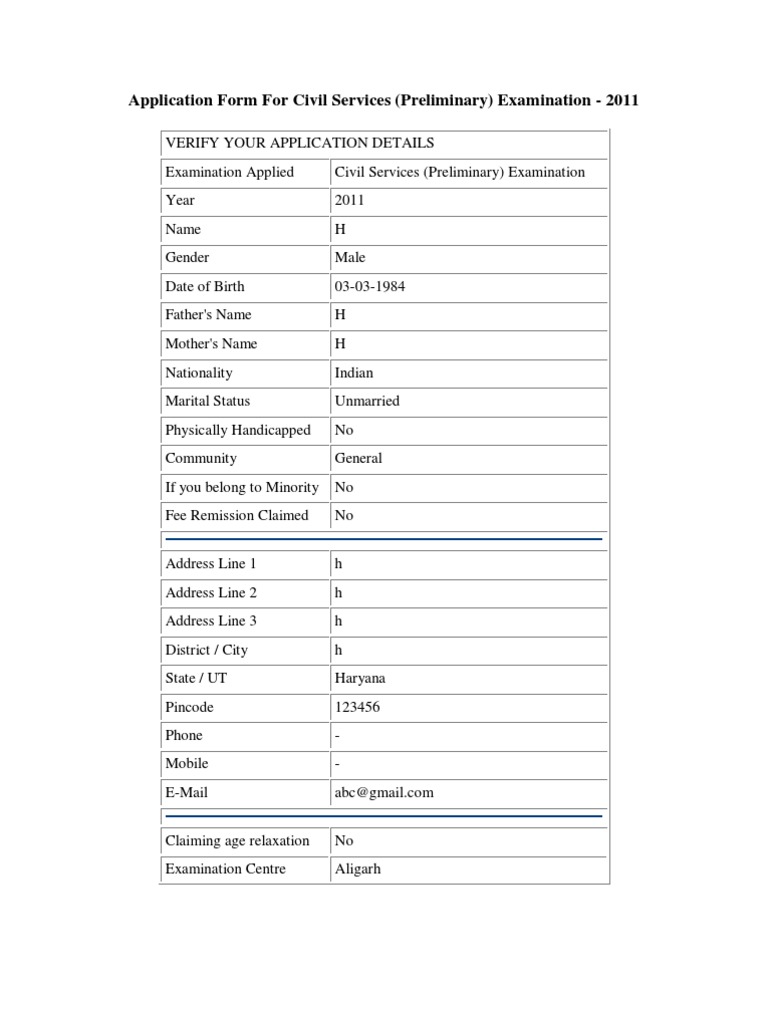Civil Services Exam Application 2011 | PDF | Civil Service | Virtue