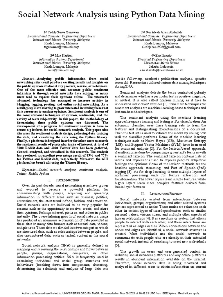 Social Network Analysis Using Python Data Mining: Abstract-Analyzing ...