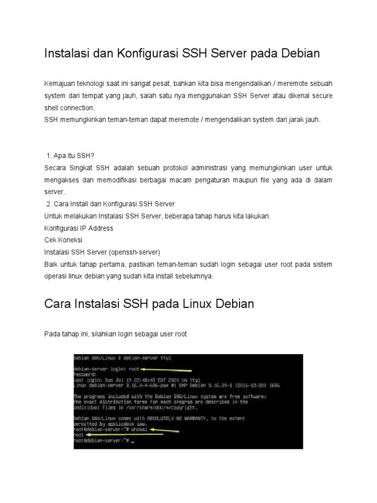 Instalasi SSH Server di Debian 12 | PDF | Komputer | Teknologi & Rekayasa