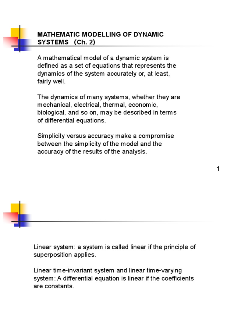 Mathematic Modelling of Dynamic SYSTEMS Ch. 2 | PDF | Nonlinear System ...