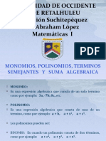 Monomios, Polinomios, Suma Algebraica